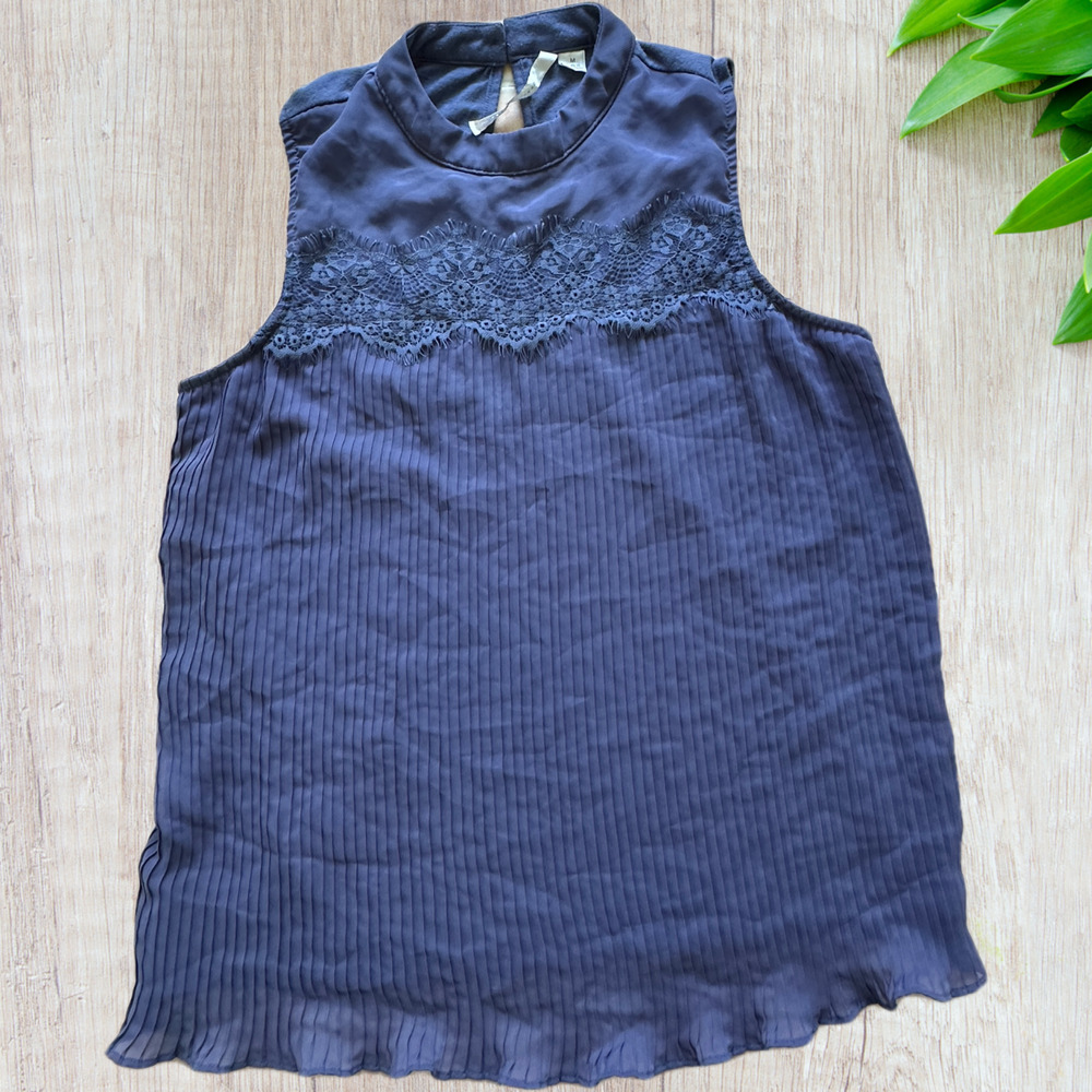 LC Lauren Conrad sleeve less blouse‎ top Blue Gray Women size M